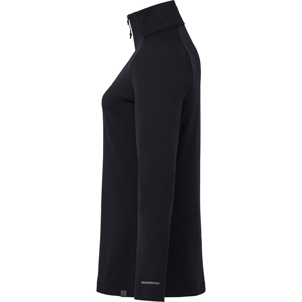 Asgard Textured Eco Knit Half Zip for Women Embroidery - Black - Left Side
