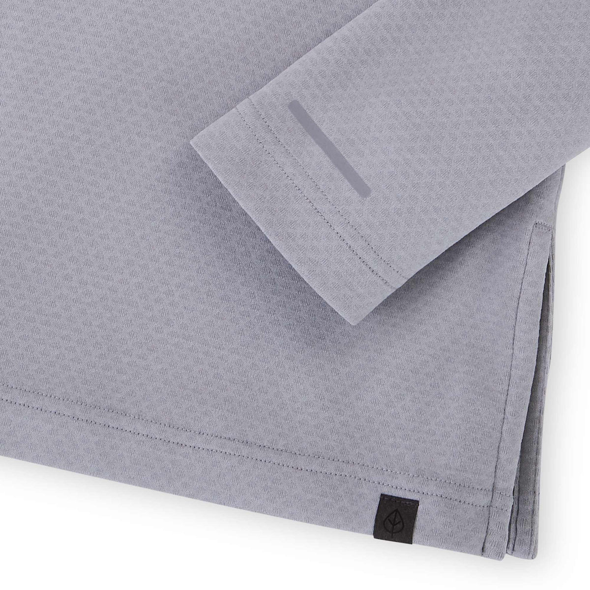 Asgard Textured Eco Knit Half Zip for Women Embroidery - Silver Heather - Hem Detail