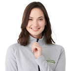 Asgard Textured Eco Knit Half Zip for Women Embroidery - Silver Heather - Right Angle On Model
