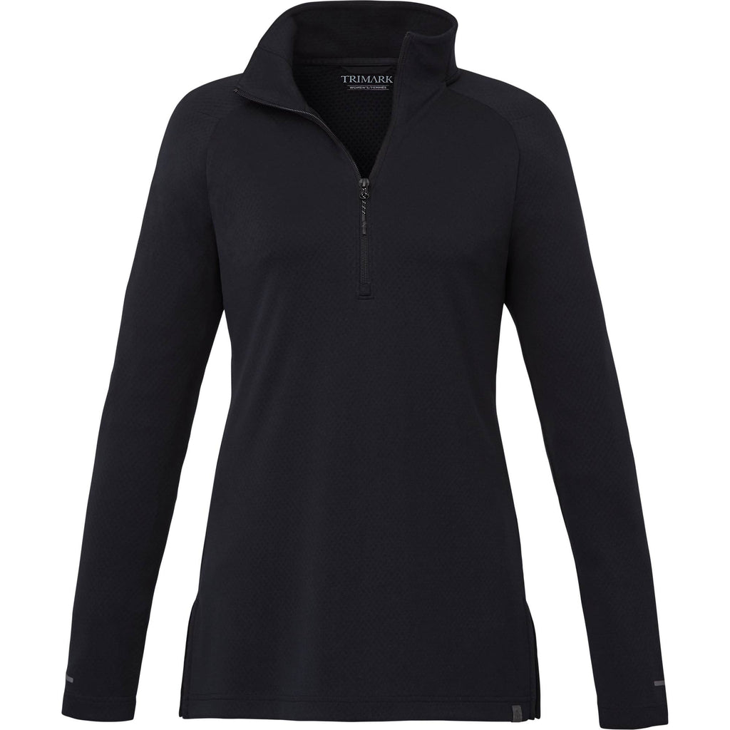 Asgard Textured Eco Knit Half Zip for Women Laser Engraving - Black - Front