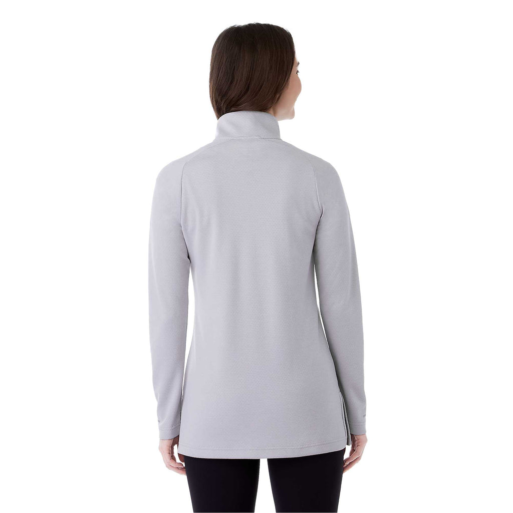 Asgard Textured Eco Knit Half Zip for Women Laser Engraving - Silver Heather - Back On Model