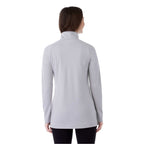 Asgard Textured Eco Knit Half Zip for Women Laser Engraving - Silver Heather - Back On Model