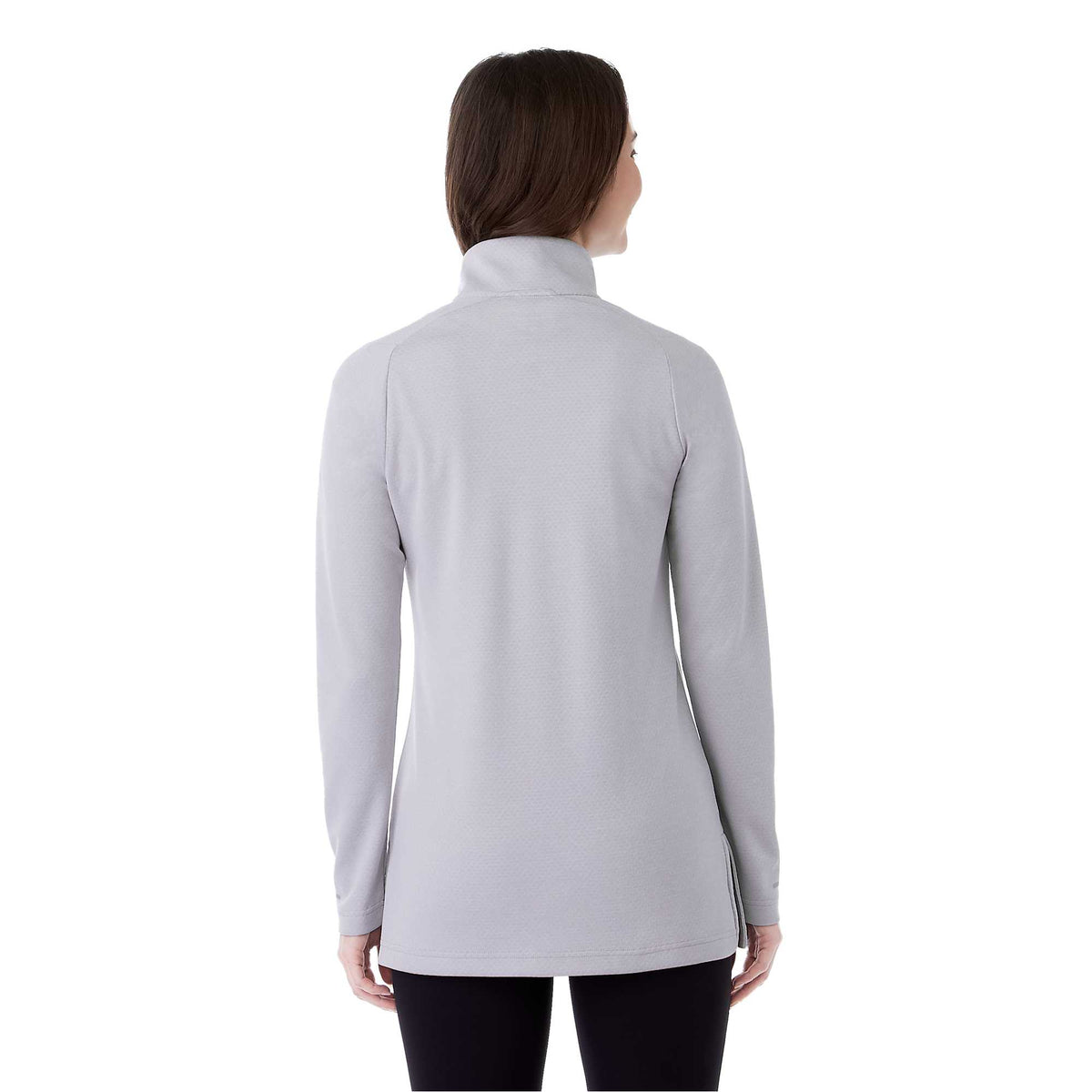 Asgard Textured Eco Knit Half Zip for Women Laser Engraving - Silver Heather - Back On Model