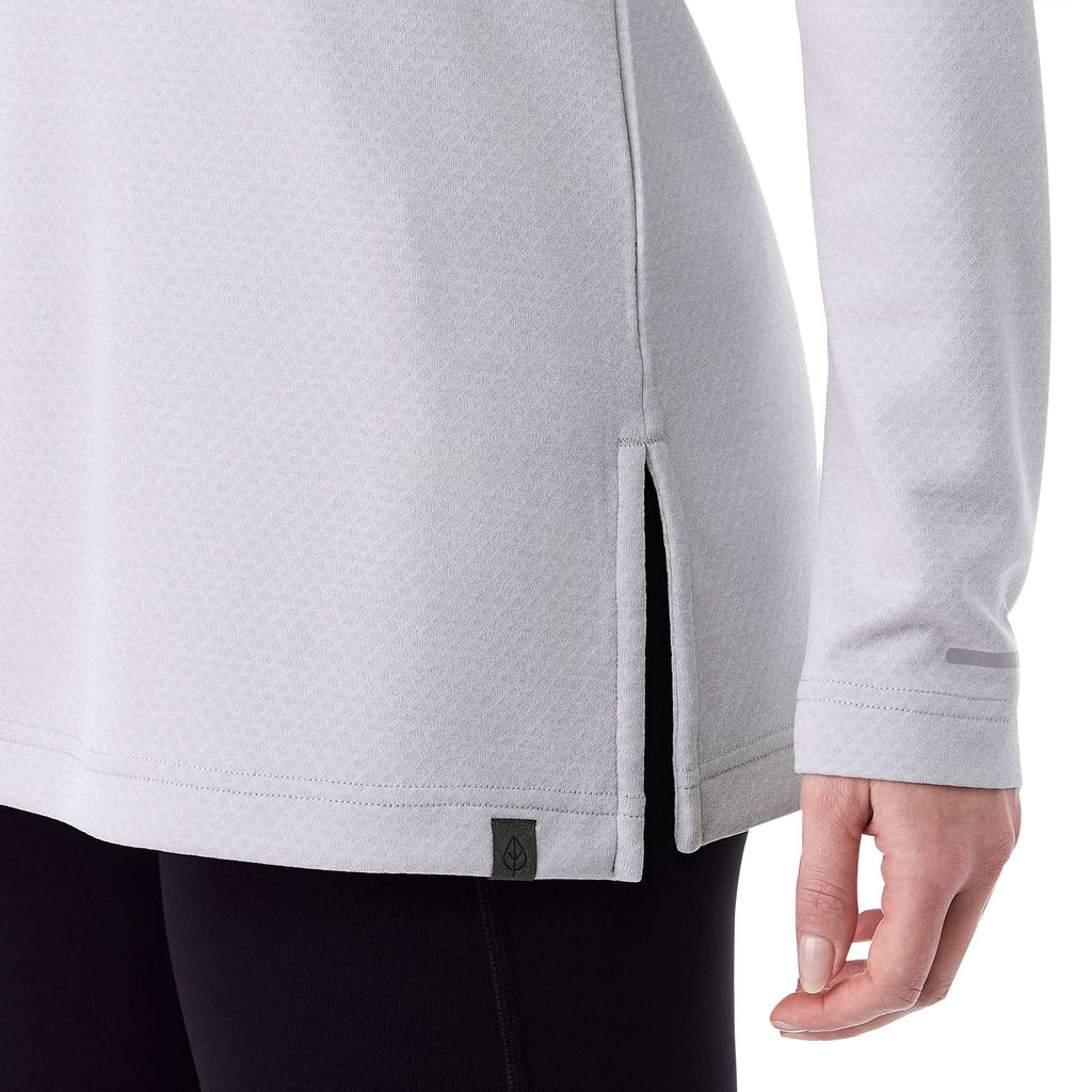 Asgard Textured Eco Knit Half Zip for Women Laser Engraving - Silver Heather - Left Angle On Model 3