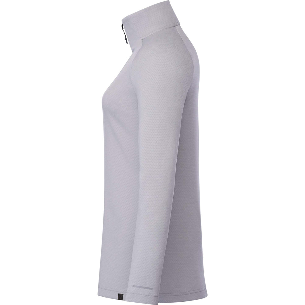 Asgard Textured Eco Knit Half Zip for Women Laser Engraving - Silver Heather - Left Side