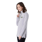 Asgard Textured Eco Knit Half Zip for Women Transfer - Silver Heather - Left Angle On Model 2