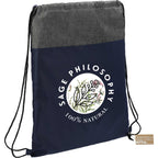 Ash Color Block Recycled Drawstring Bag Transfer - Navy - Angled