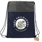 Ash Color Block Recycled Drawstring Bag Transfer - Navy - Front