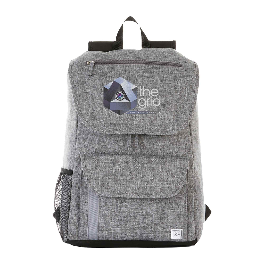 Ashton Laptop Backpack with Top Zip Pocket, 15 Inch Embroidery - Graphite - Front