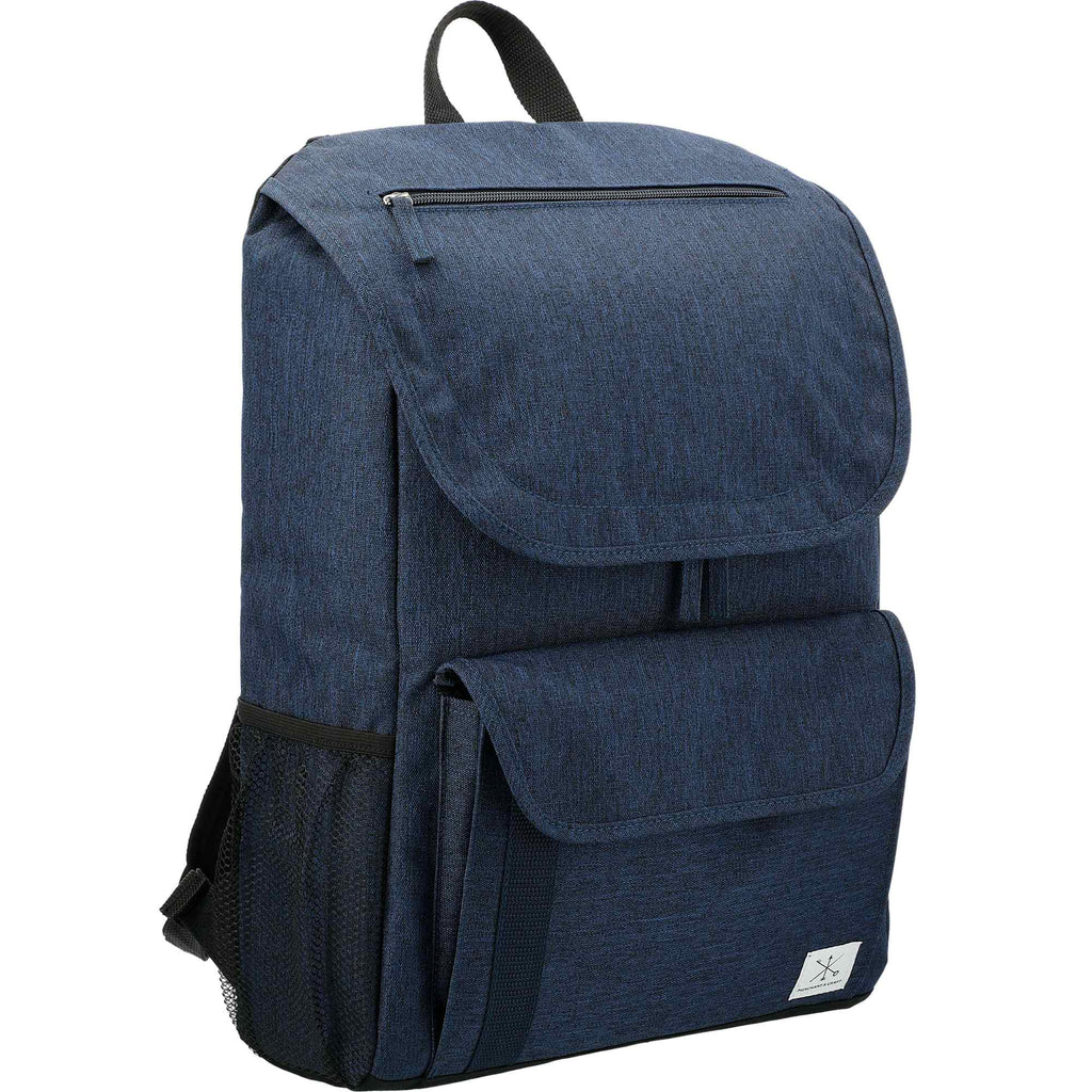 Ashton Laptop Backpack with Top Zip Pocket, 15 Inch Embroidery - Navy - Right Angle 2