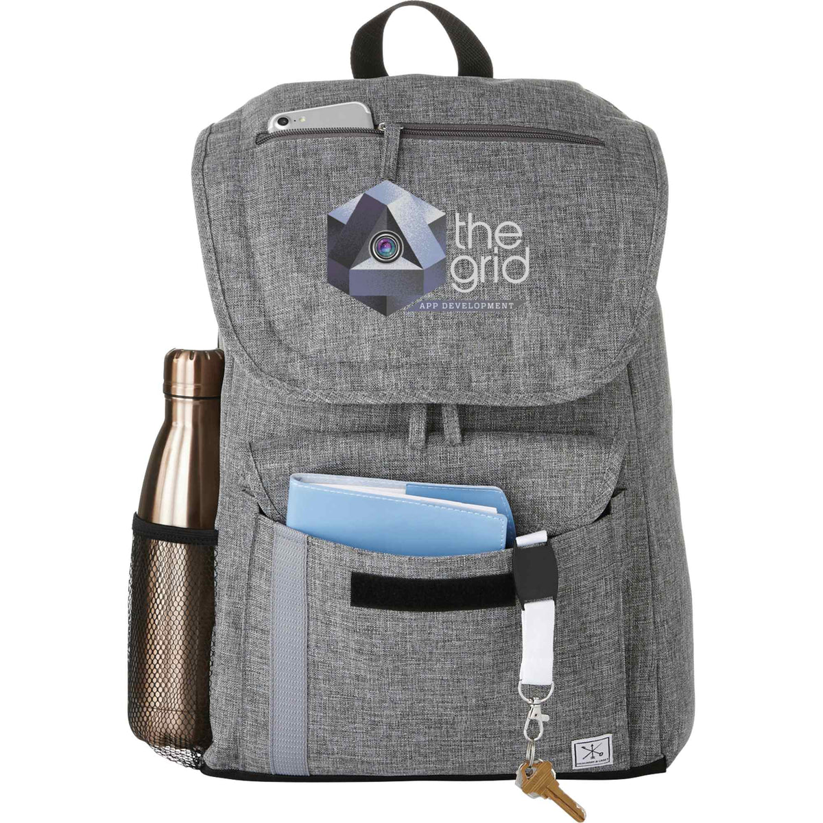 Ashton Laptop Backpack with Top Zip Pocket, 15 Inch - Graphite - Front 2