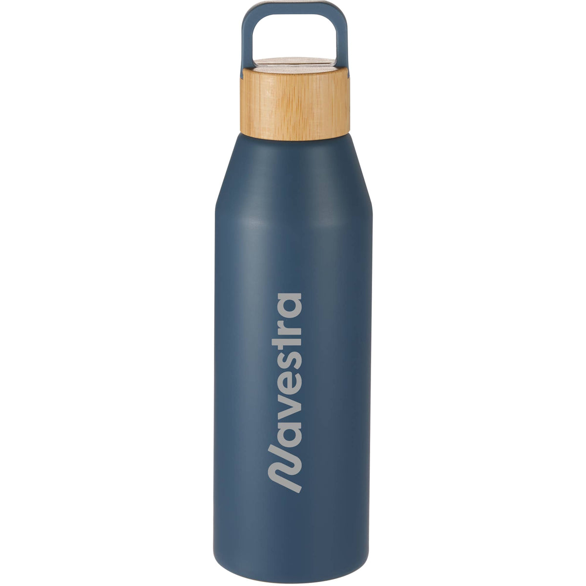 Aspen Recycled Aluminum Bottle with Bamboo Lid, 24 oz - Nightfall Blue - Front