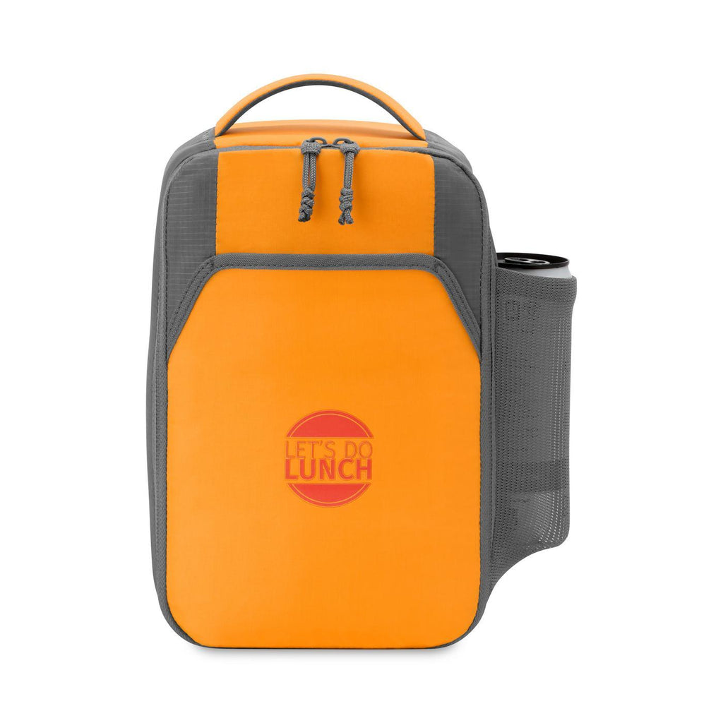 Aspen Recycled Lunch Bag Cooler with Bottle Pocket, 9 Cans Transfer - Orange - View 2