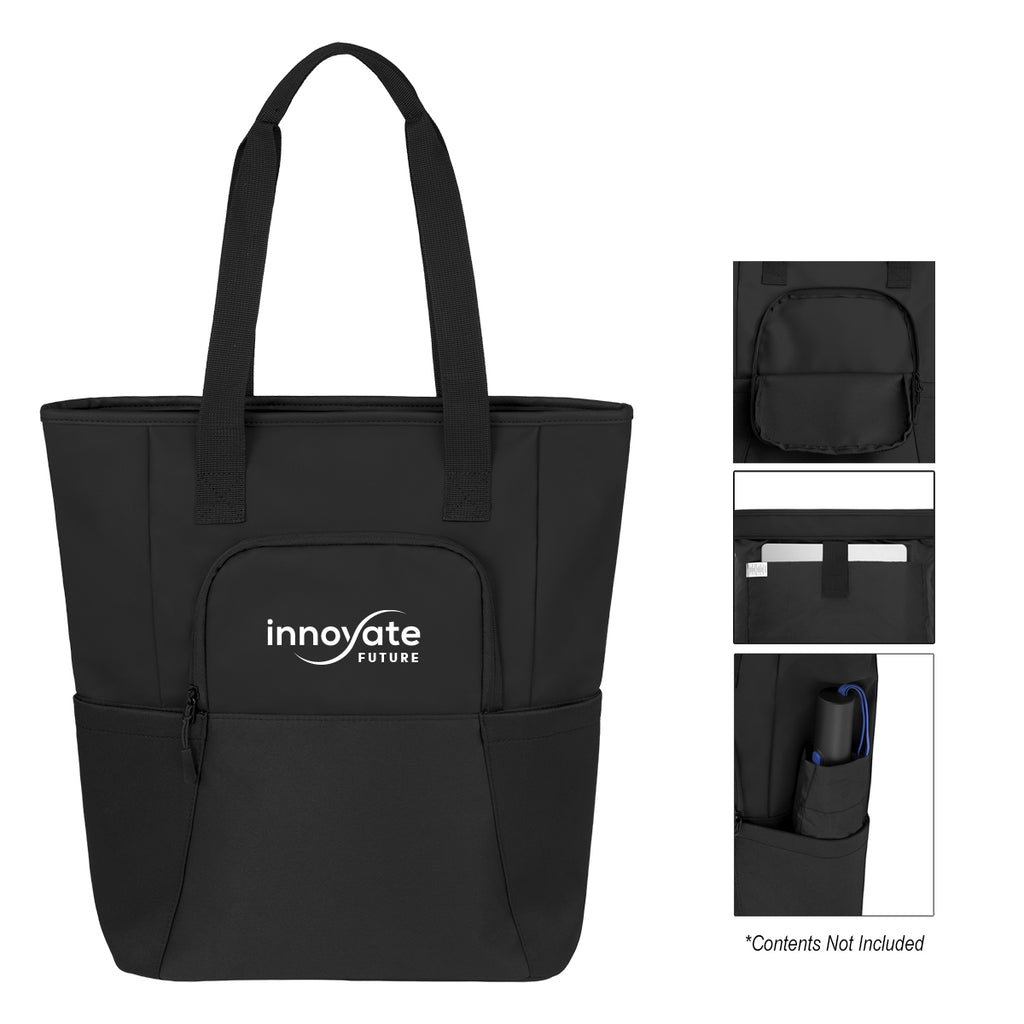 Astor Laptop Tote Bag in Recycled PET - Black - Silk Screen