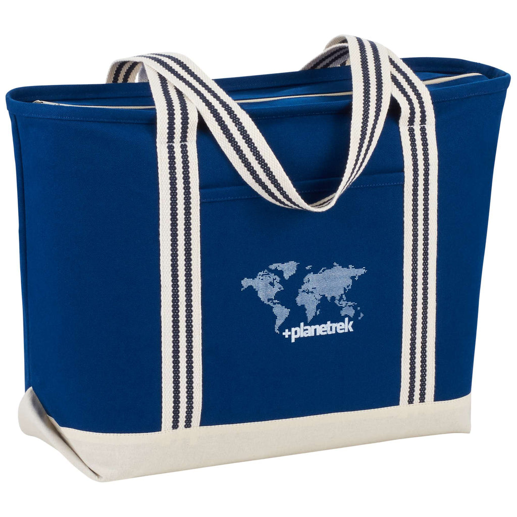 Atlantic Stripe Zippered Canvas Tote, 20 oz Embroidery - Navy - Photo 2