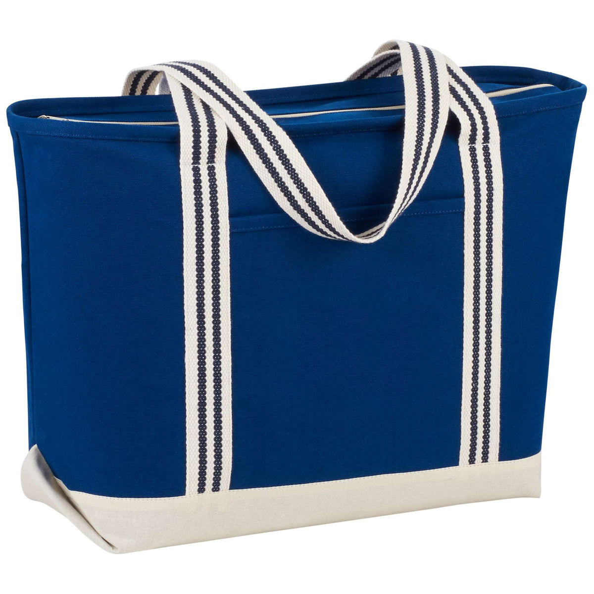 Atlantic Stripe Zippered Canvas Tote, 20 oz Embroidery - Navy - Photo 4