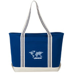 Atlantic Stripe Zippered Canvas Tote, 20 oz - Navy - Front