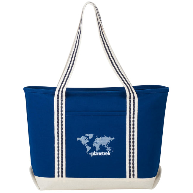 Atlantic Stripe Zippered Canvas Tote, 20 oz