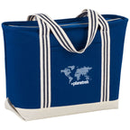 Atlantic Stripe Zippered Canvas Tote, 20 oz - Navy - Photo 2