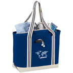 Atlantic Stripe Zippered Canvas Tote, 20 oz - Navy - Photo