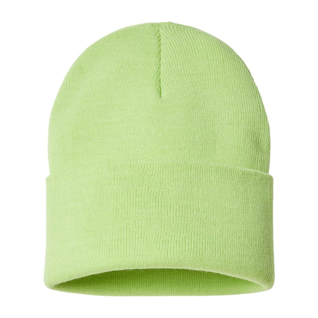 Atlantis Headwear Sustainable Polylana® Cuffed Beanie Embroidery - Acid Green - Back