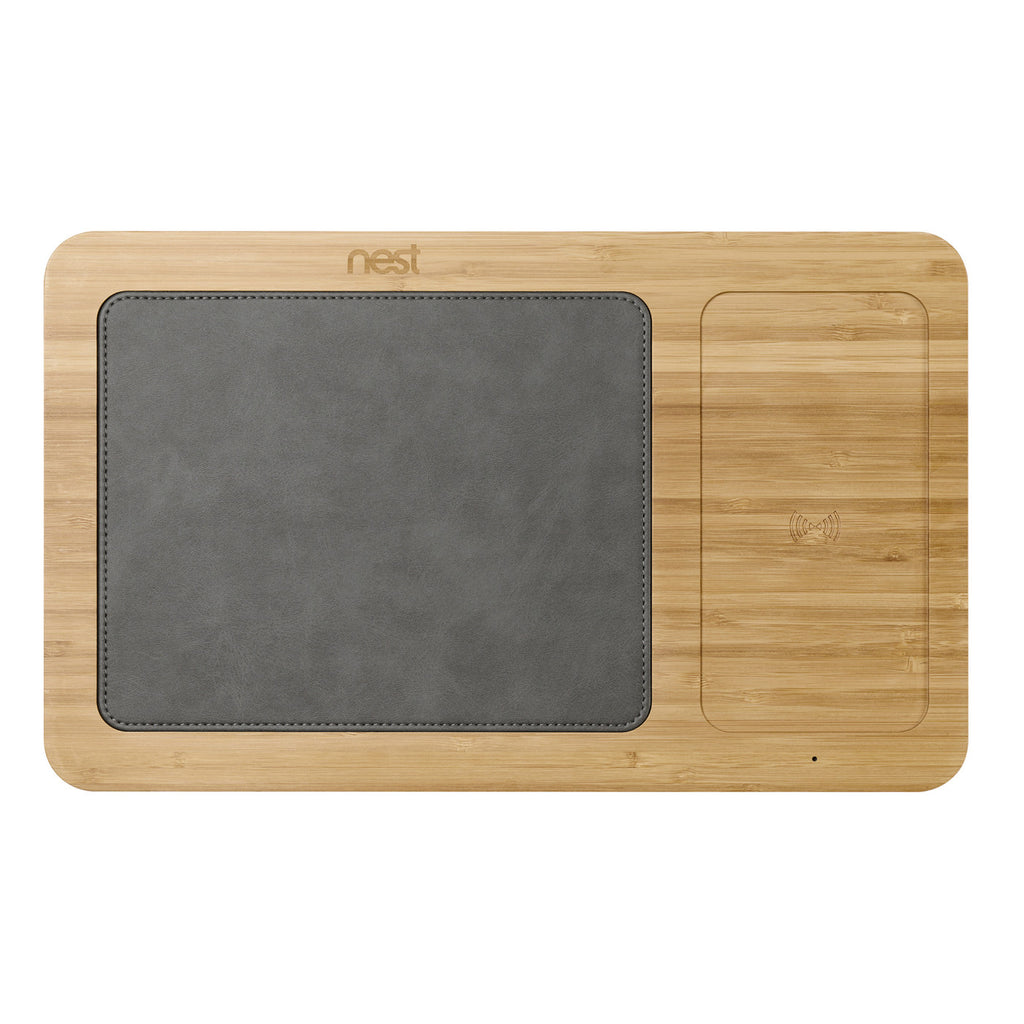 Auden Bamboo Mouse Pad with Wireless Charger - Bamboo - View 2