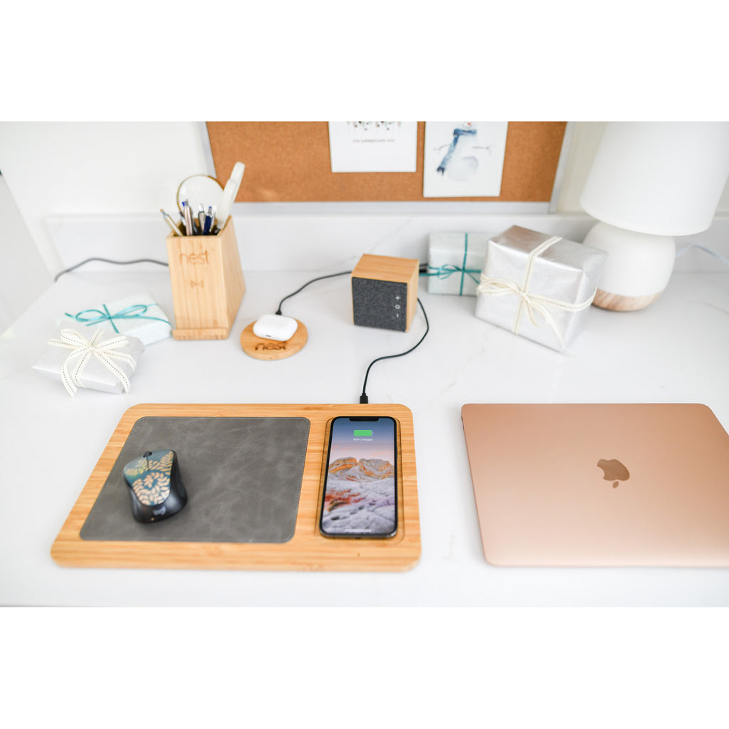 Auden Bamboo Mouse Pad with Wireless Charger - Bamboo - View 5