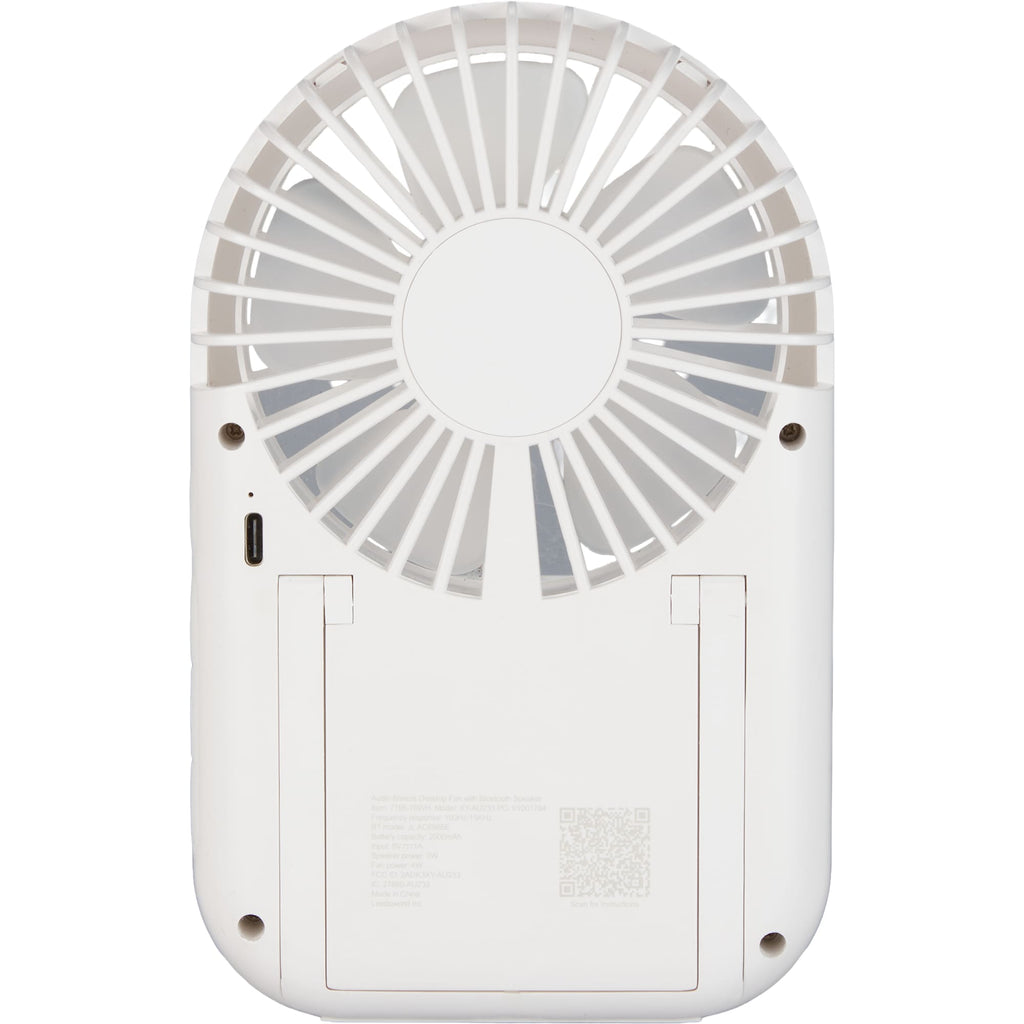 Audio Breeze Bluetooth Speaker and Desk Fan Full Color - White - Back