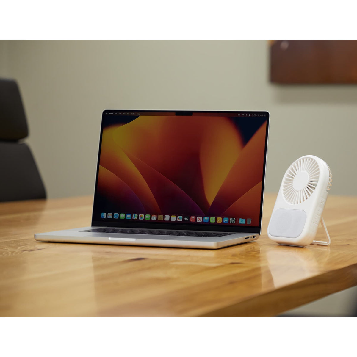 Audio Breeze Bluetooth Speaker and Desk Fan Full Color - White - Propped 2