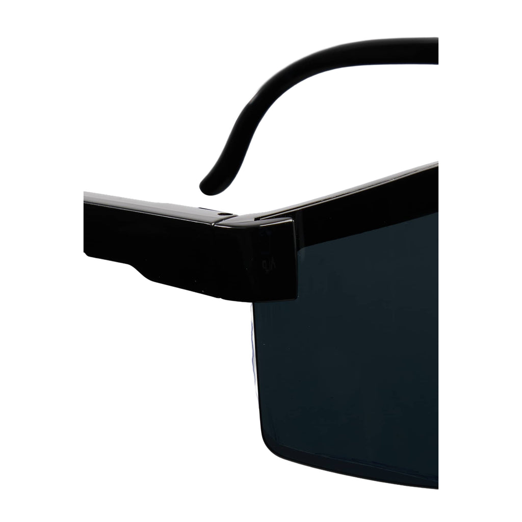 August Wraparound Sport Sunglasses with Blade Lens - Black - Detail