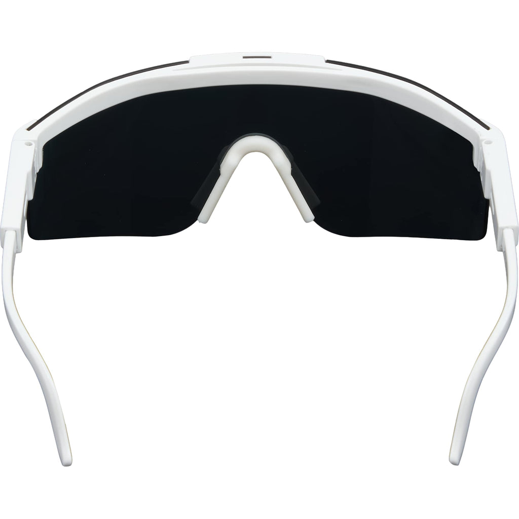 August Wraparound Sport Sunglasses with Blade Lens - White - Back