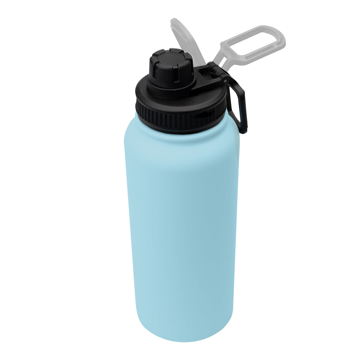 Austin Recycled Stainless Steel Bottle, 32 oz Laser Engraving - Light Blue - Carabiner_Motion