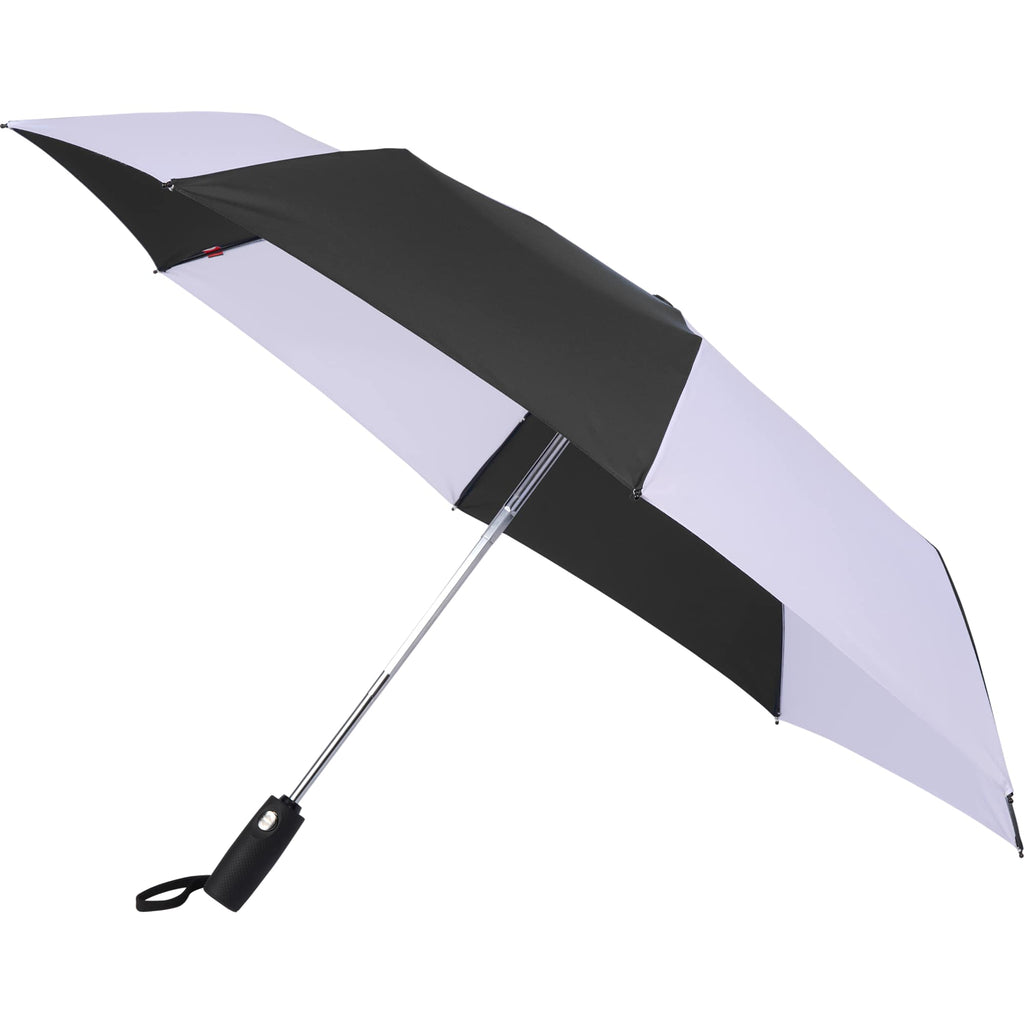 Auto Open and Close Recycled Umbrella, 42 Inch - Black/White - Left Angle