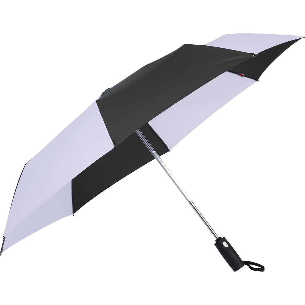 Auto Open and Close Recycled Umbrella, 42 Inch - Black/White - Right Angle 2