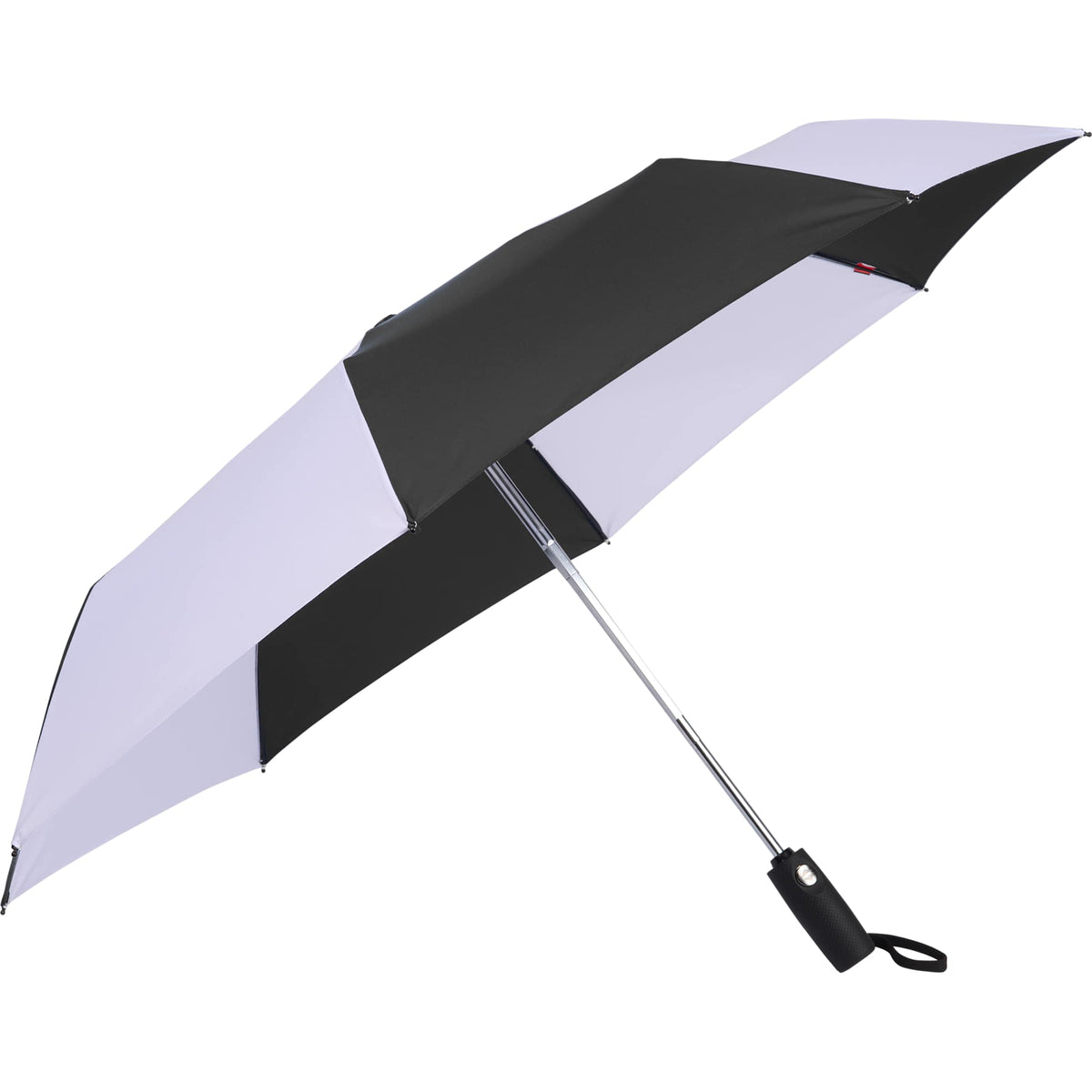 Auto Open and Close Recycled Umbrella, 42 Inch - Black/White - Right Angle 2