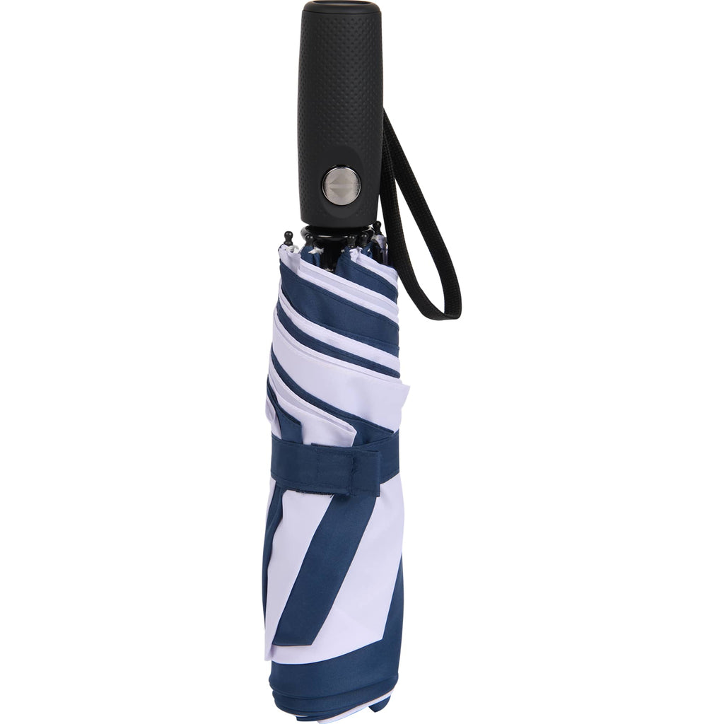 Auto Open and Close Recycled Umbrella, 42 Inch - Navy/White - Closed