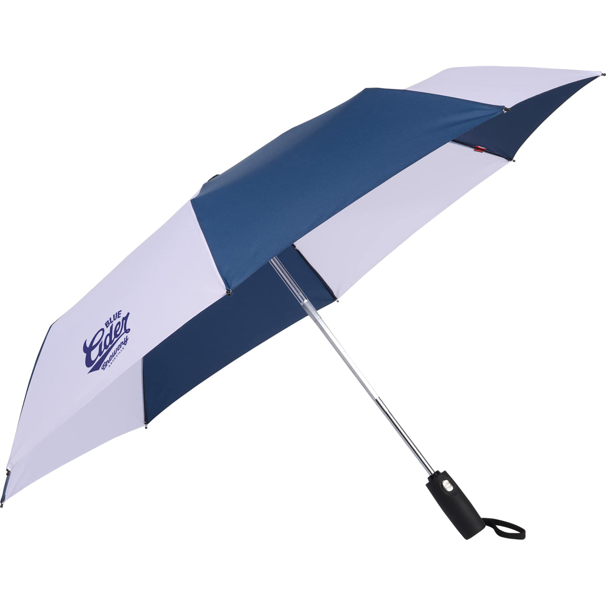 Auto Open and Close Recycled Umbrella, 42 Inch - Navy/White - Right Angle