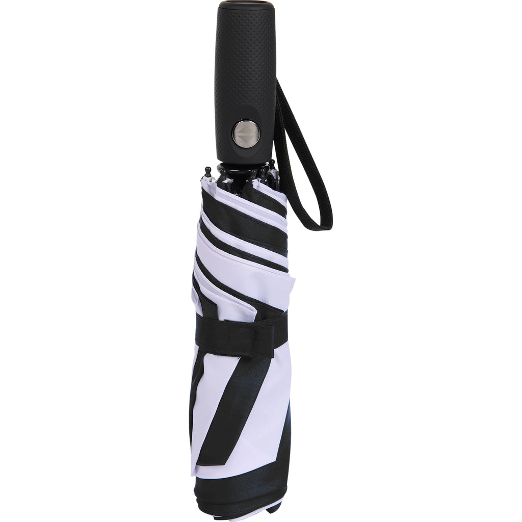 Auto Open and Close Recycled Umbrella, 42 Inch Transfer - Black/White - Closed