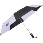 Auto Open and Close Recycled Umbrella, 42 Inch Transfer - Black/White - Right Angle