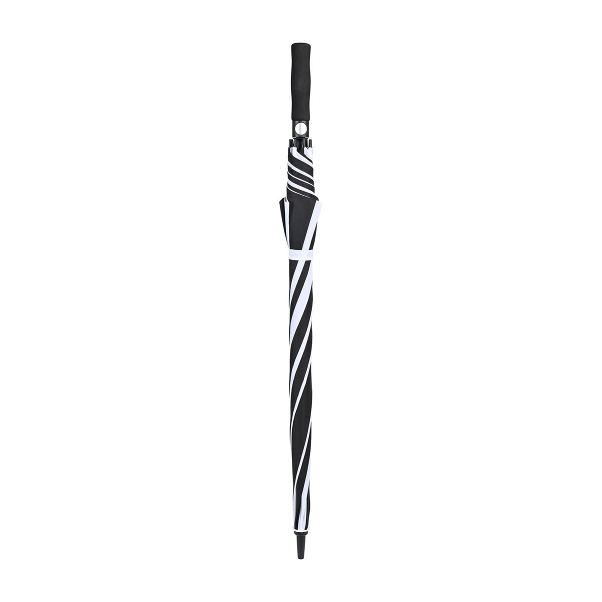 Auto Open Golf Umbrella in Recycled PET, 60 Inches Transfer - Black-White - View 2