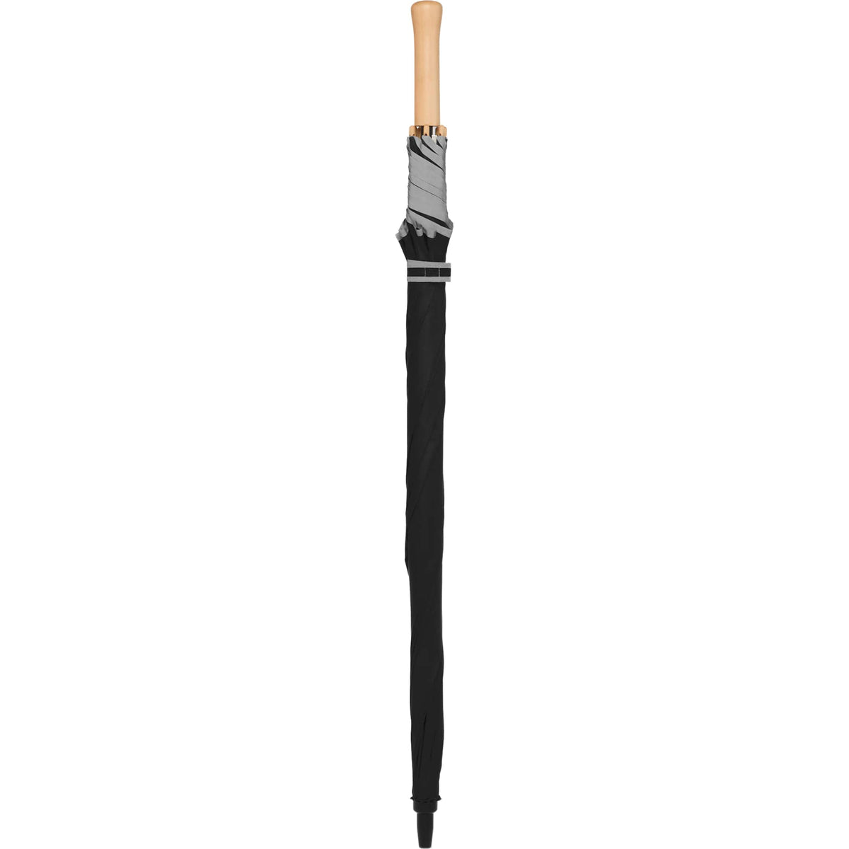 Auto Open Golf Umbrella with Reflective Trim, 60 Inches - Black - Closed