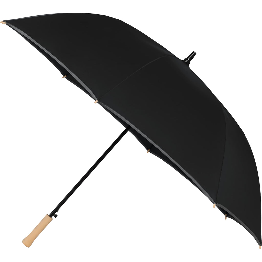 Auto Open Golf Umbrella with Reflective Trim, 60 Inches - Black - Left Angle 2