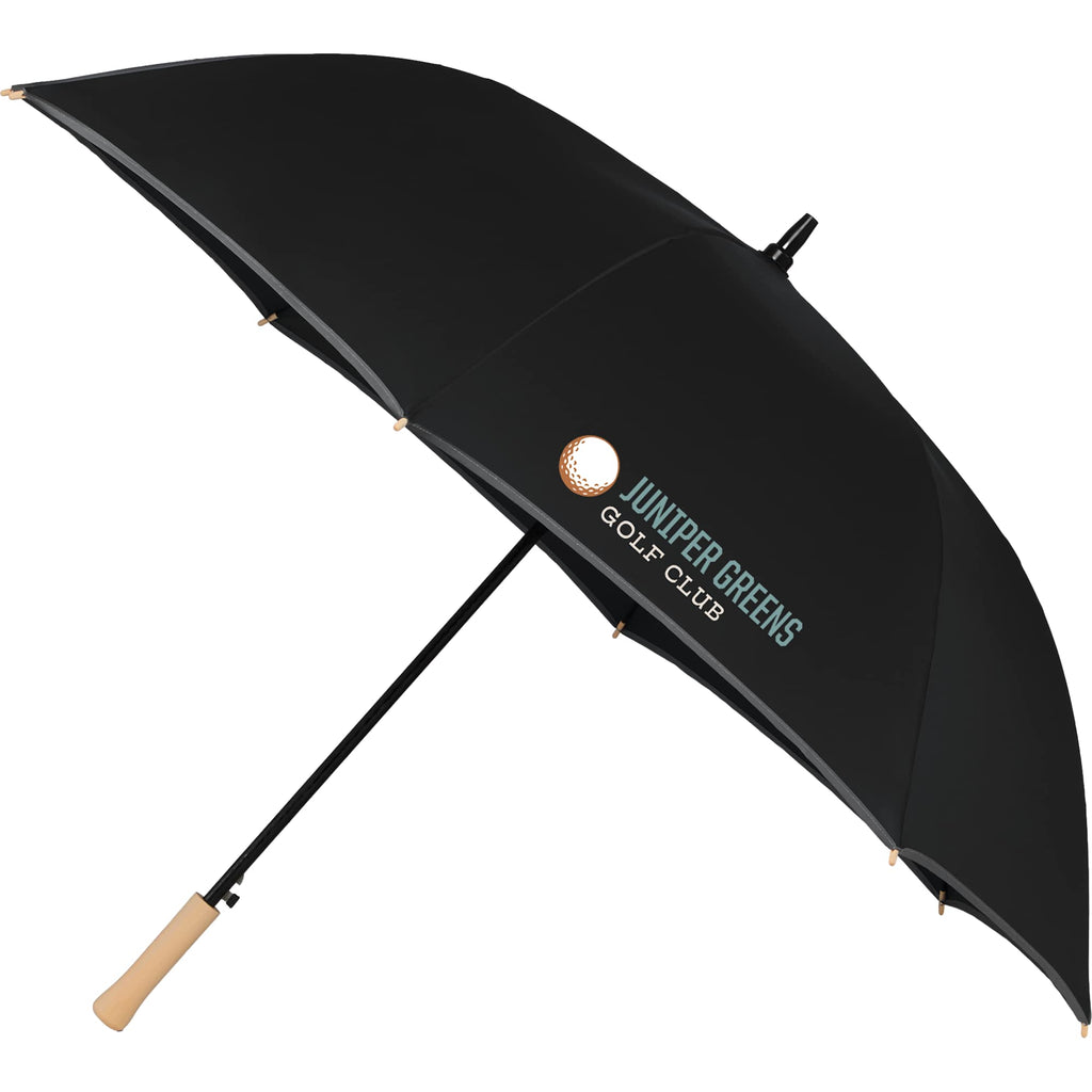 Auto Open Golf Umbrella with Reflective Trim, 60 Inches - Black - Left Angle