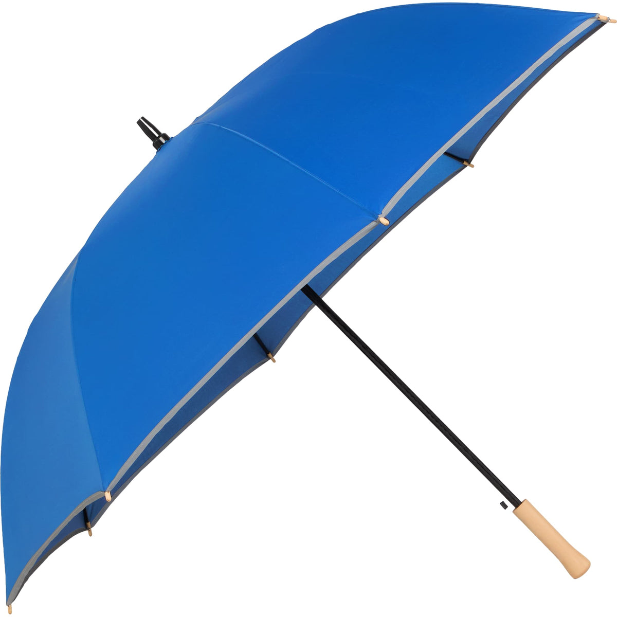 Auto Open Golf Umbrella with Reflective Trim, 60 Inches - Royal - Right Angle