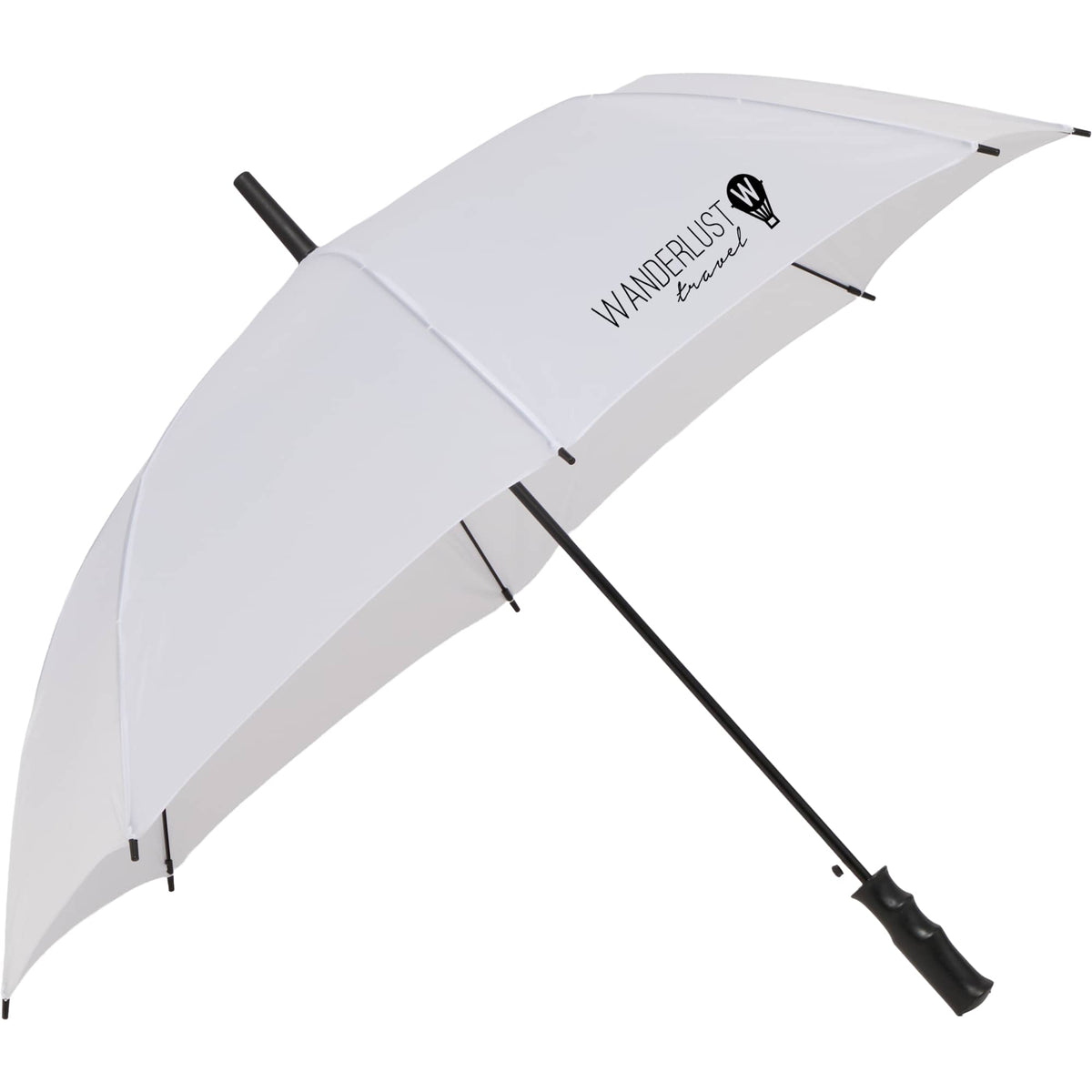 Auto-Open Umbrella, 46 Inch Arc - White - Left Angle
