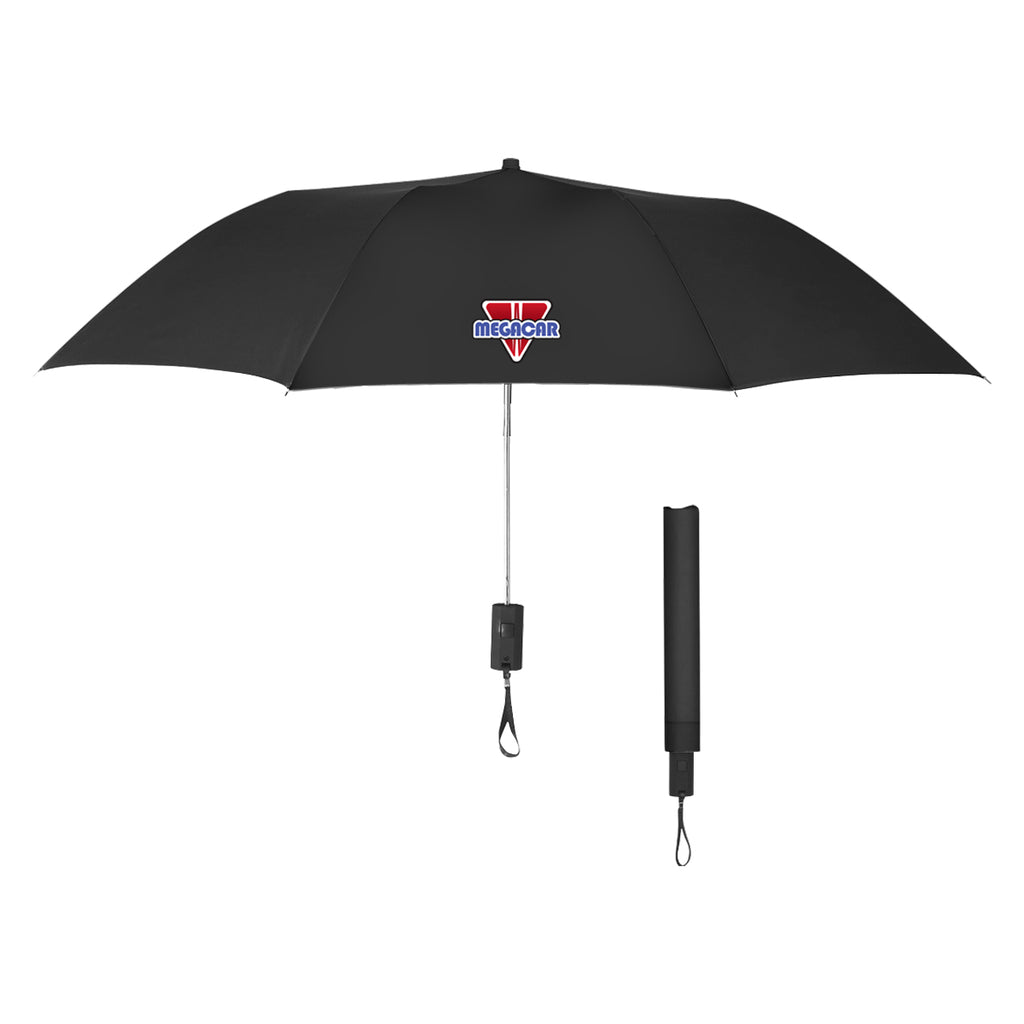 Automatic Open Telescopic Folding Umbrella, 44 Inch Arc - Black - Colorbrite