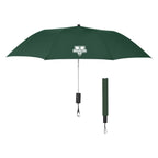 Automatic Open Telescopic Folding Umbrella, 44 Inch Arc - Forest Green - Silk Screen