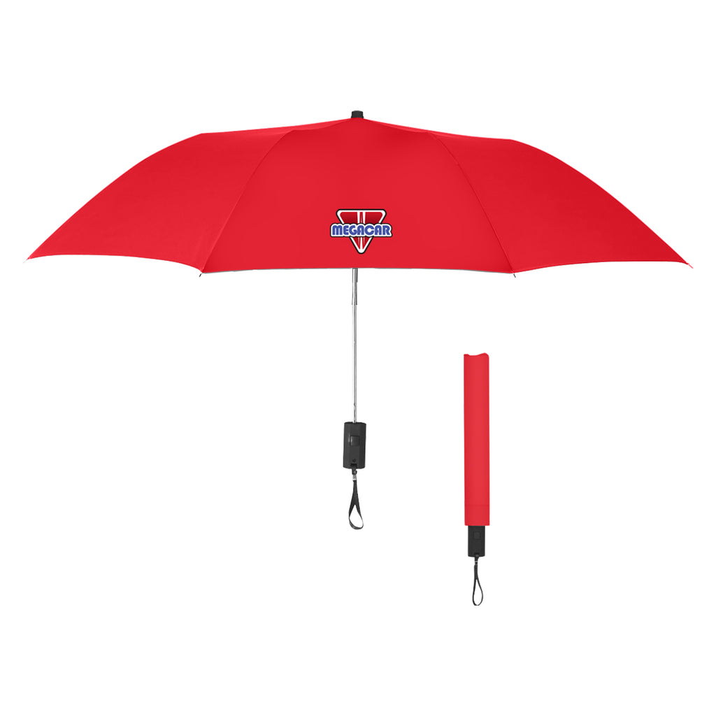 Automatic Open Telescopic Folding Umbrella, 44 Inch Arc - Red - Colorbrite