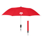 Automatic Open Telescopic Folding Umbrella, 44 Inch Arc - Red - Silk Screen