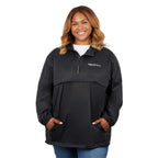Avas Packable Quarter Zip Anorak in Recycled Nylon, Unisex Debossing - Black - Front On Model